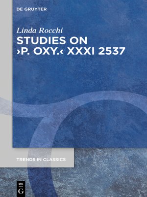 cover image of Studies on ›P. Oxy.  XXXI 2537